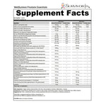 Supplement facts label for WellSurvivor Prostate Essentials on a white background