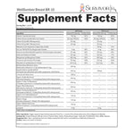 Supplement facts label for WellSurvivor Breast BR-10 with detailed nutritional information.
