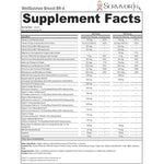 Supplement facts label for WellSurvivor Breast BR-4 with detailed nutritional information.