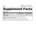 Supplement facts label for DIM by SurvivorRx on a white background