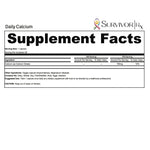 Supplement facts label for Daily Calcium by Survivor Rx on a white background