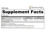 Supplement facts label for Milk Thistle with 'Survivor Rx' branding on a white background